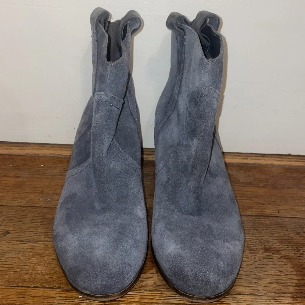Sam Edelman Grey/Blue Suede Zip Up Ankle Boots‎ Size 9 Lightly Worn